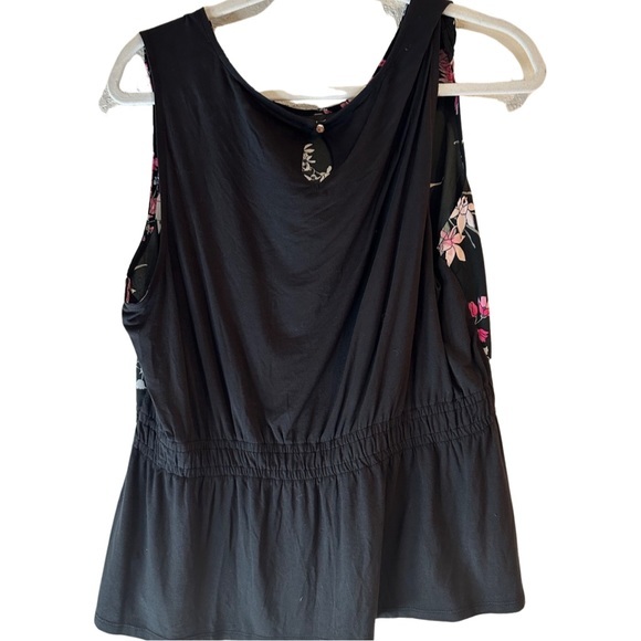 A New Day Floral Tank/Blouse - solid black back‎ - Large - Cute for summer - Picture 4 of 4